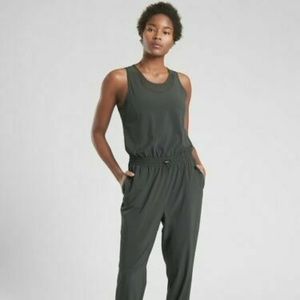 Athleta Hillside Mesh Romper Black Olive 6